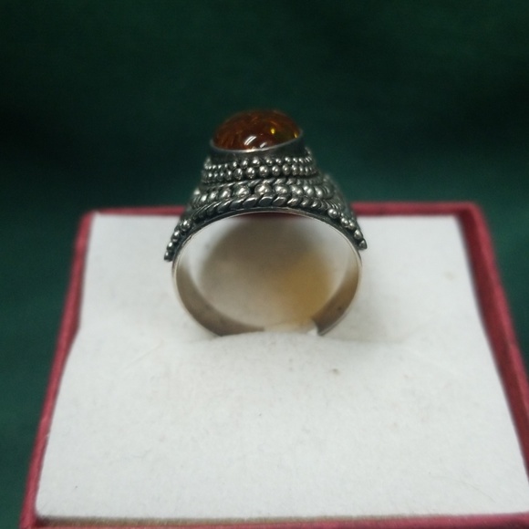 Amber and sterling ring - Picture 4 of 5